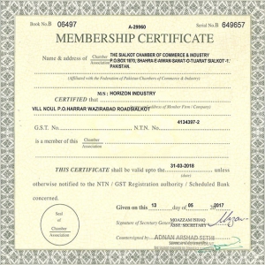 Chamber Certificate